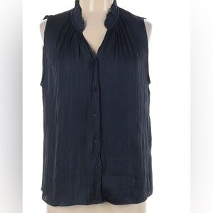NWT Navy Blue Sleeveless Satin Blouse - Banana Republic